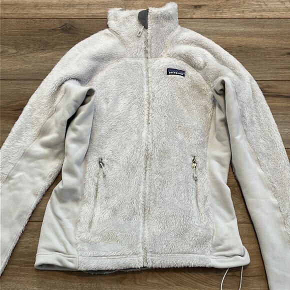 Women's Patagonia Fleece Jacket SZ Medium Gray Full Zip Logo - Picture 2 of 12